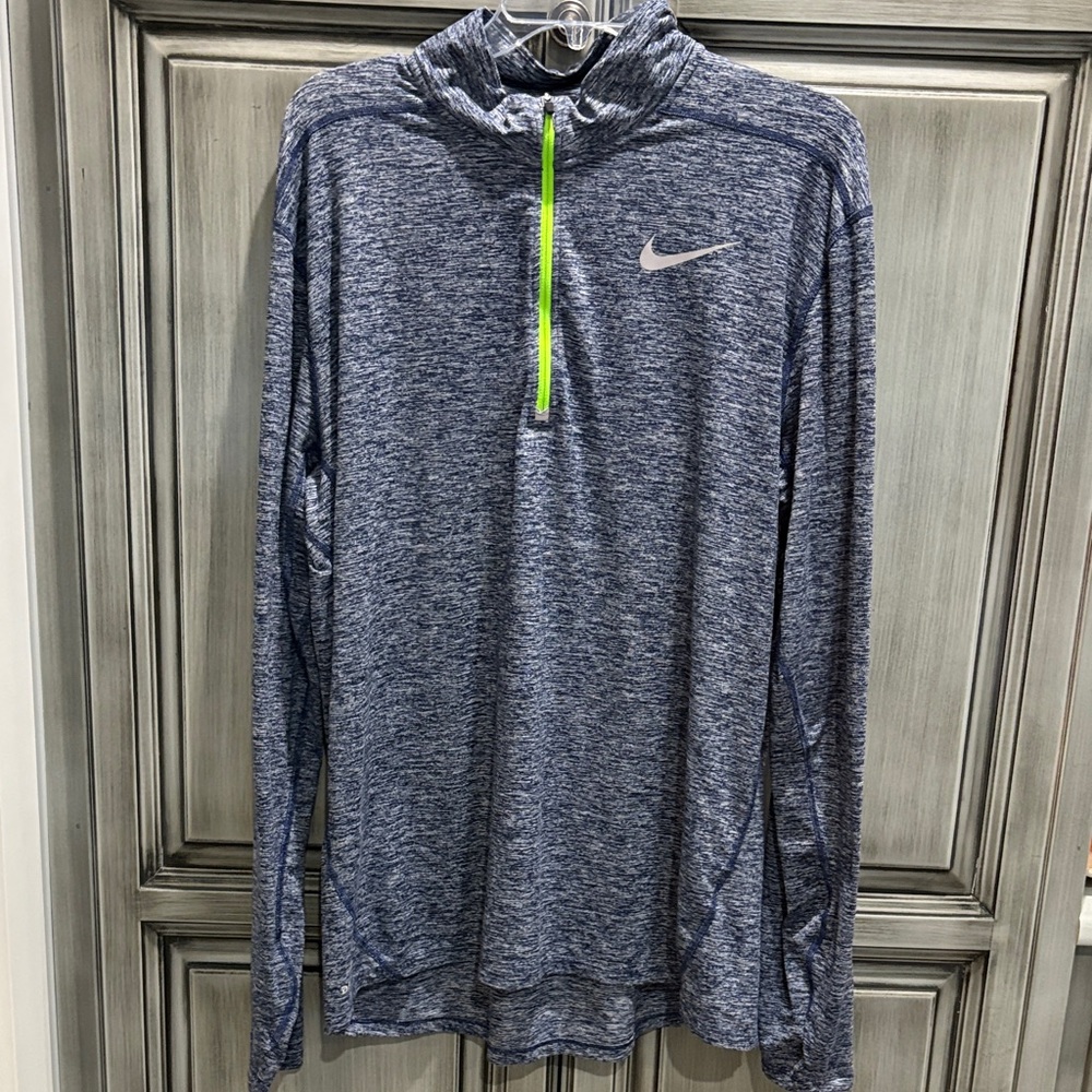 Nike Heathered Blue Running 1/4 Zip Pullover